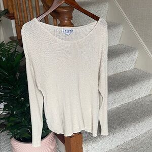 Chico's Vintage Silk Cream Scoop-Neck Lightweight Knit Sweater